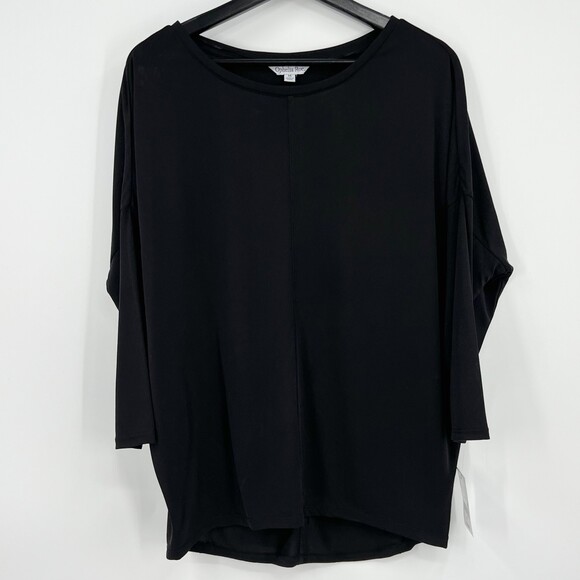 Black Tunic Top Size Medium Women's Middle seam New Ophelia Roe - Picture 9 of 12